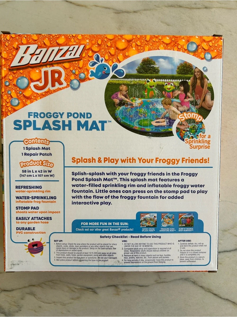 Banzai Froggy Pond Splash Mat - Blue
